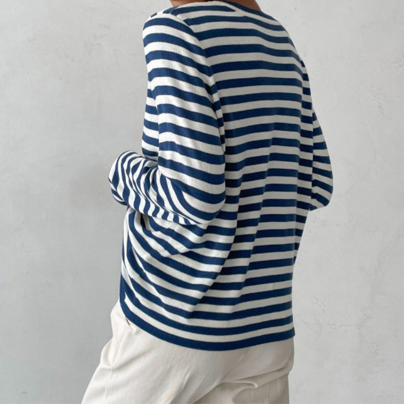 Claire Chic Striped Long-Sleeve Shirt