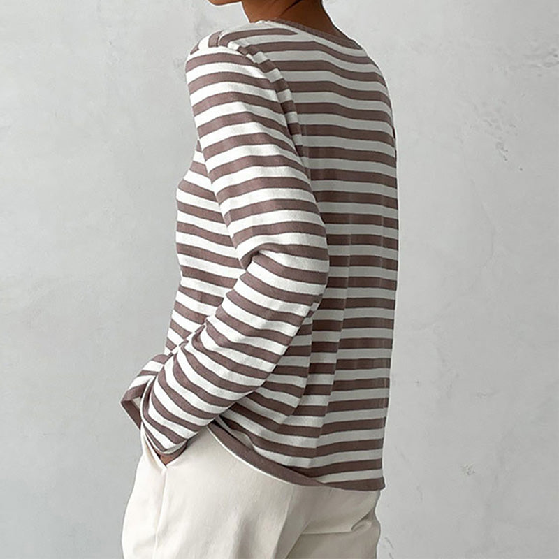 Claire Chic Striped Long-Sleeve Shirt