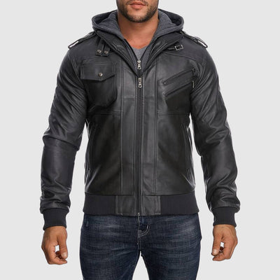 Dan Anthony Hooded Leather Jacket