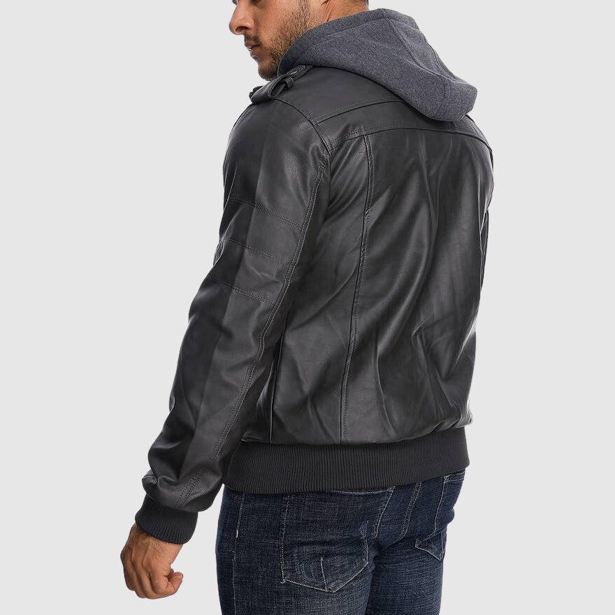 Dan Anthony Hooded Leather Jacket