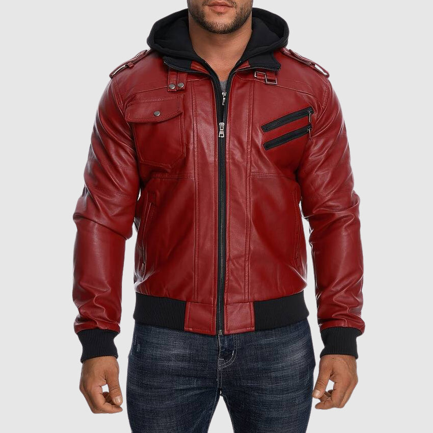 Dan Anthony Hooded Leather Jacket