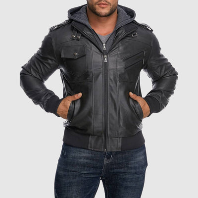 Dan Anthony Hooded Leather Jacket